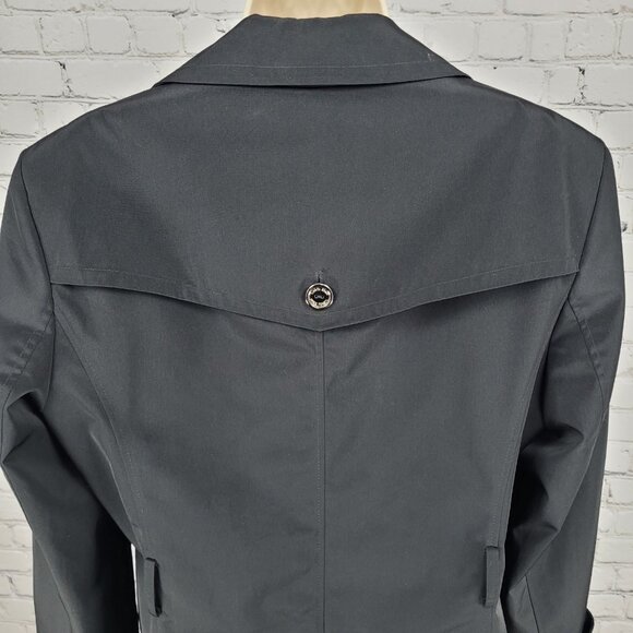 Calvin Klein Black Double Breasted Buttoned Rain Coat Jacket Peacoat Large L - Picture 12 of 16
